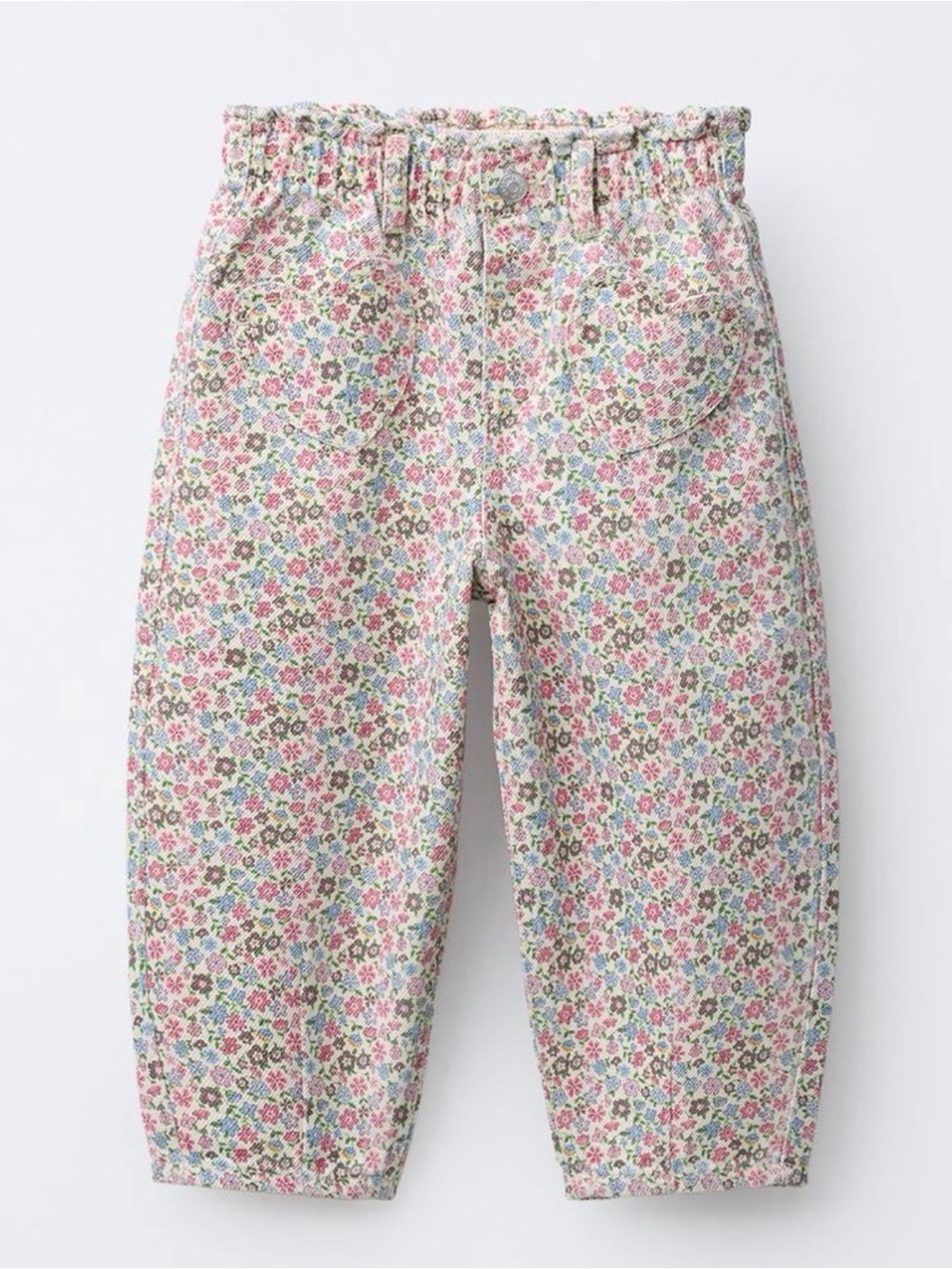 Zara girls floral print bagged fit pants